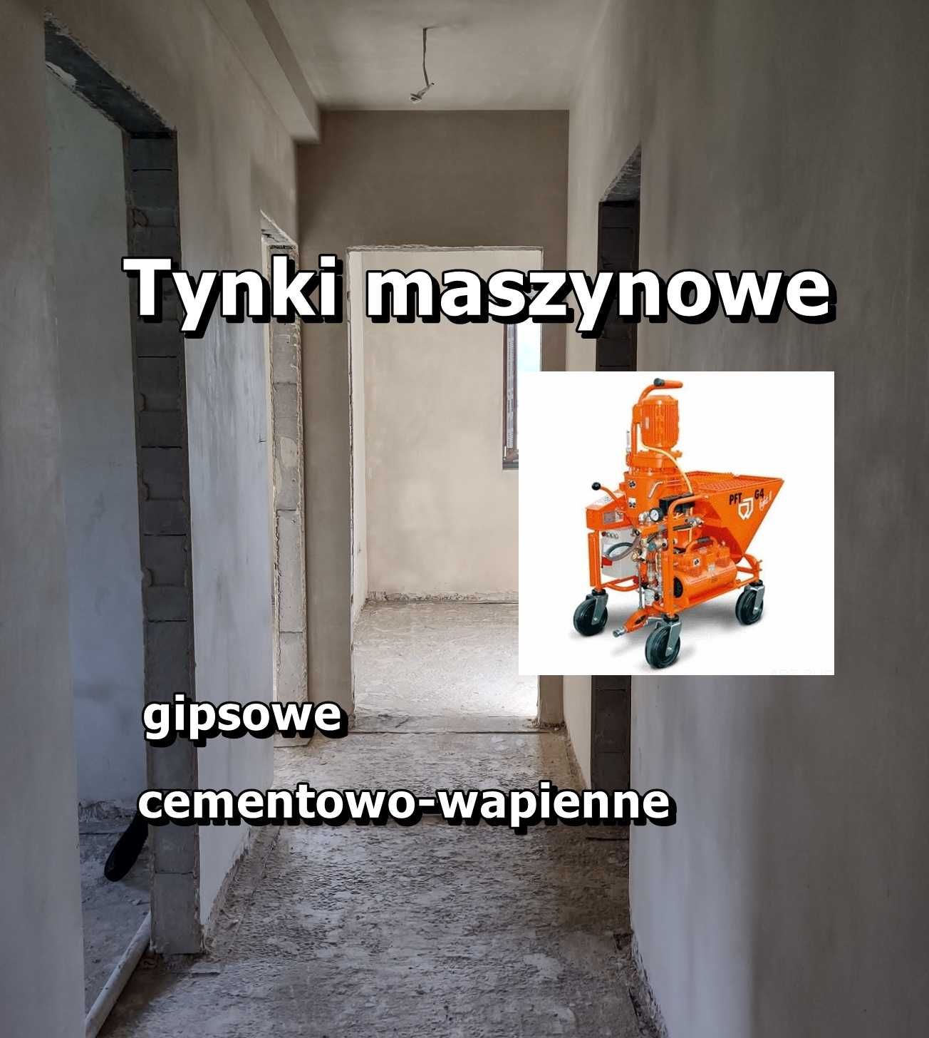 Tynki maszynowe, cementowo-wapienne/gipsowe/hybrydowe, kuj-pom