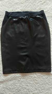 Czarna spódnica przód z eko skóry - H&M r. M 38