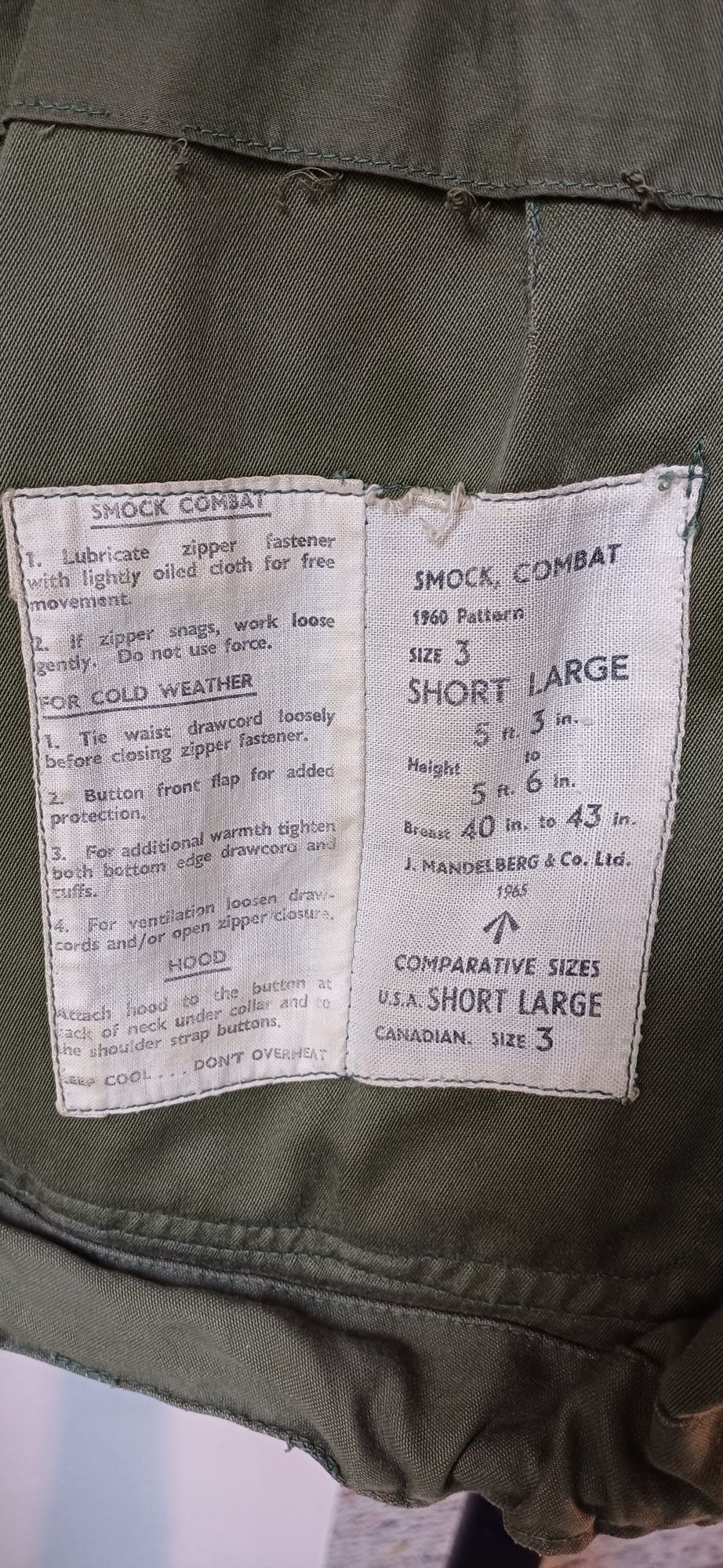 Original British Army 1960 Pattern Combat Smock Size 3 kurtka wojskowa