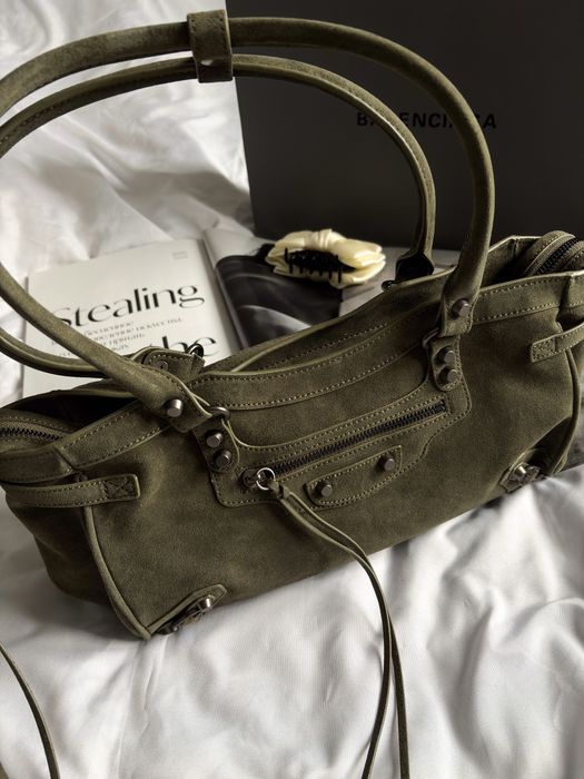 Сумка Balenciaga Le City Bag замша | шоколадна, оливкова