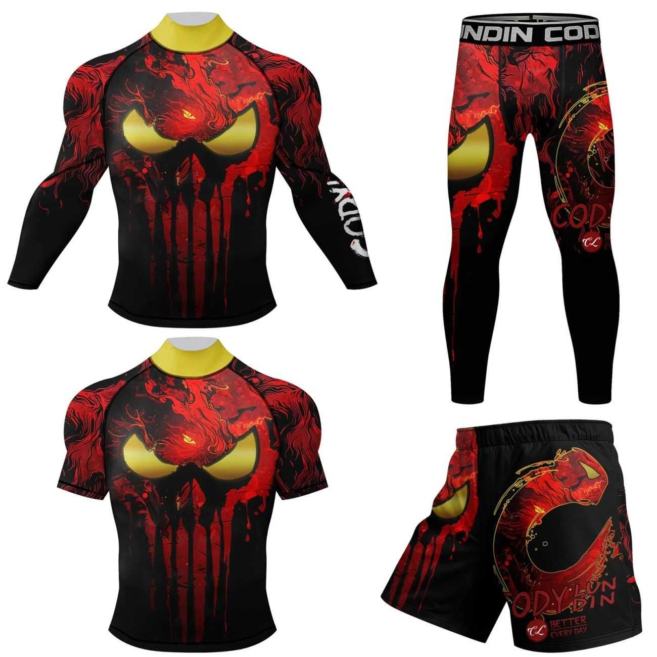 Комплект 3 в 1 Cody Lundin Jiu Jitsu, Dracon рашгард, шорти, футболка.