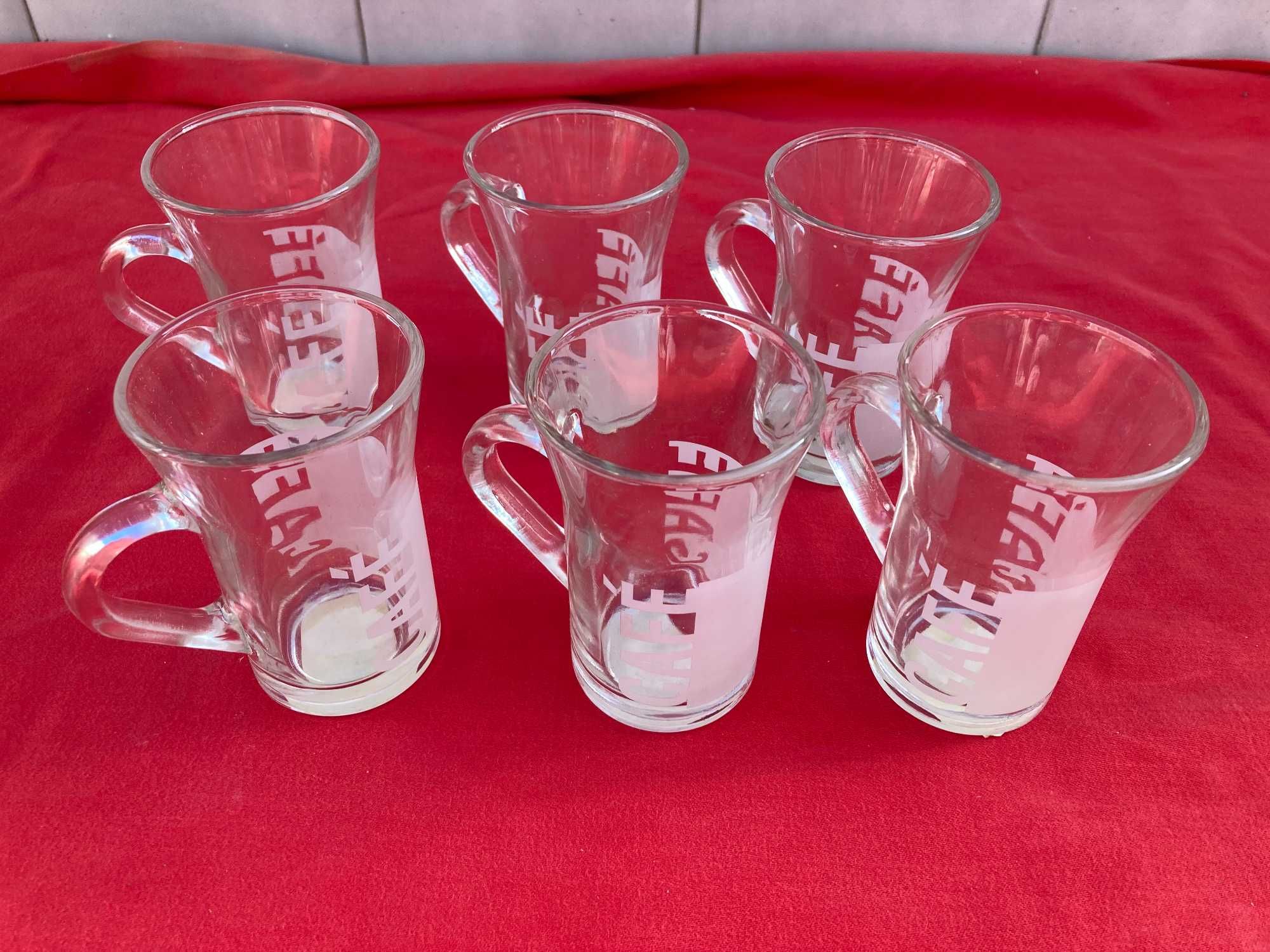 Conjunto de 6 canecas Caffe em vidro Italianas Novas
