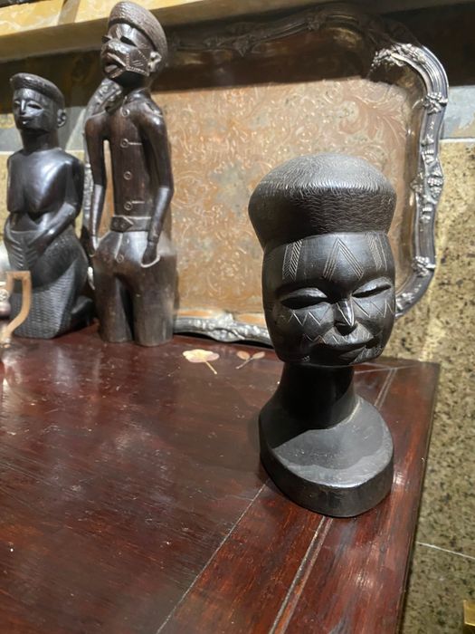 Casal Busto Maconde Moçambique 32 cm Anos 60