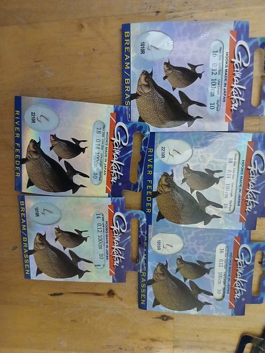 5 paczek nowych haczyków z przyponami gamakatsu. Rozmiar 14-18