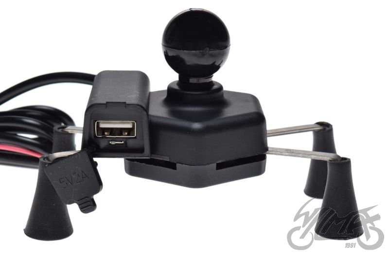 Uchwyt na telefon z mocowaniem, pajączek z portem USB na motor/ skuter
