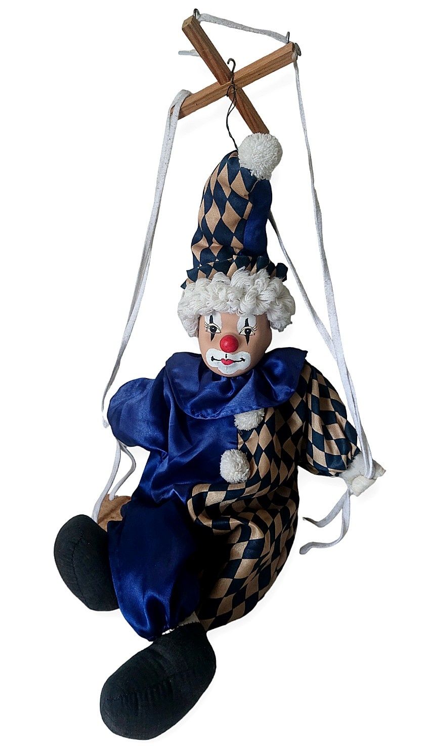 Винтажный фарфоровый клоун на качели из Германии 60см
