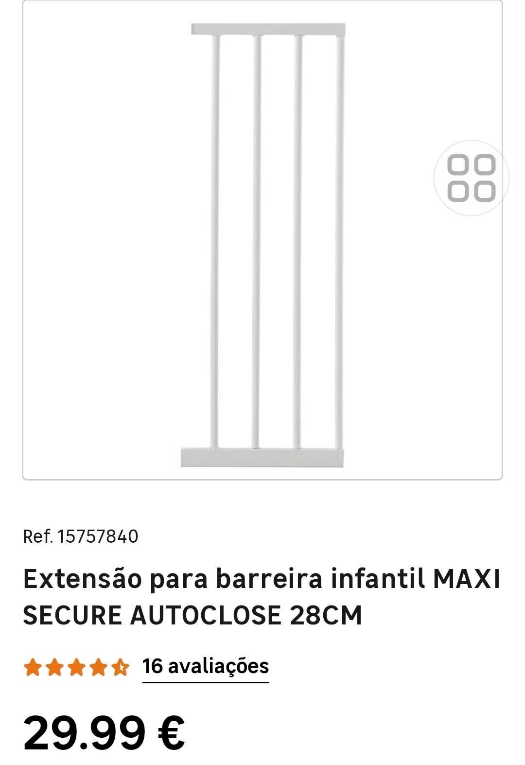 Barreira Infantil (76-82cm) e extensor (28 cm) de pressão (sem furos)