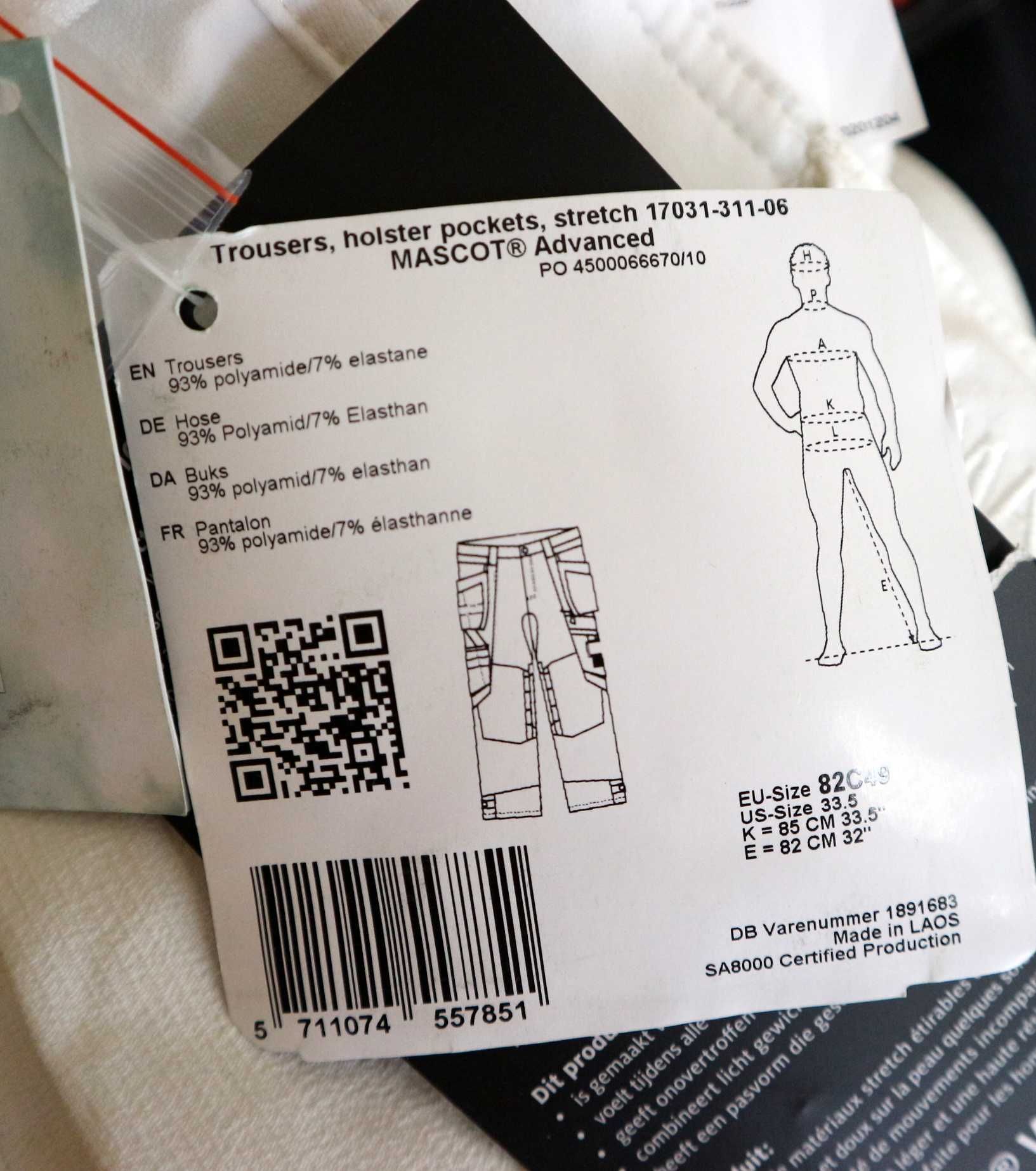 Mascot Advanced Dyneema Stretch spodnie robocze rozmiar 49