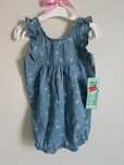Jeansowy rampers 80 w kwiatki pepco niebieski so cute kombinezon