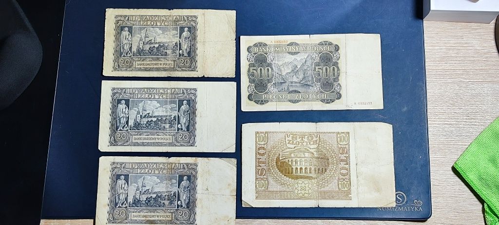 Zestaw banknotów z Generalnej Guberni w tym poszukiwany Góral