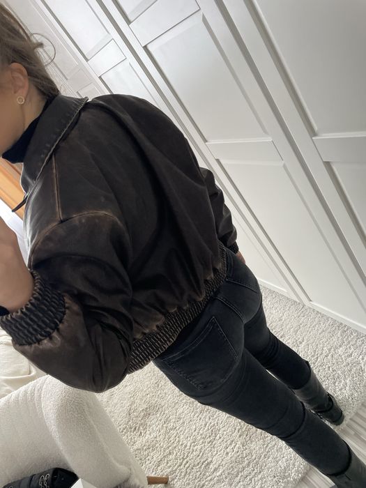 Kurtka bomberka brązowa postarzana H&M XS/34