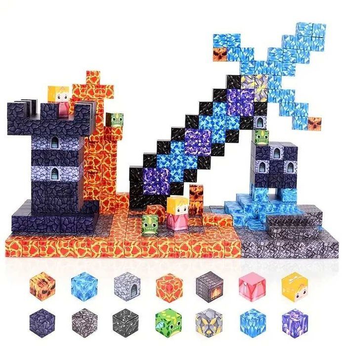 Магнітний конструктор Майнкрафт, кубики Minecraft, лісовий замок