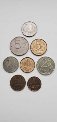Монети росії. Набір монет рф, 8 штук (кіпійки та рублі)