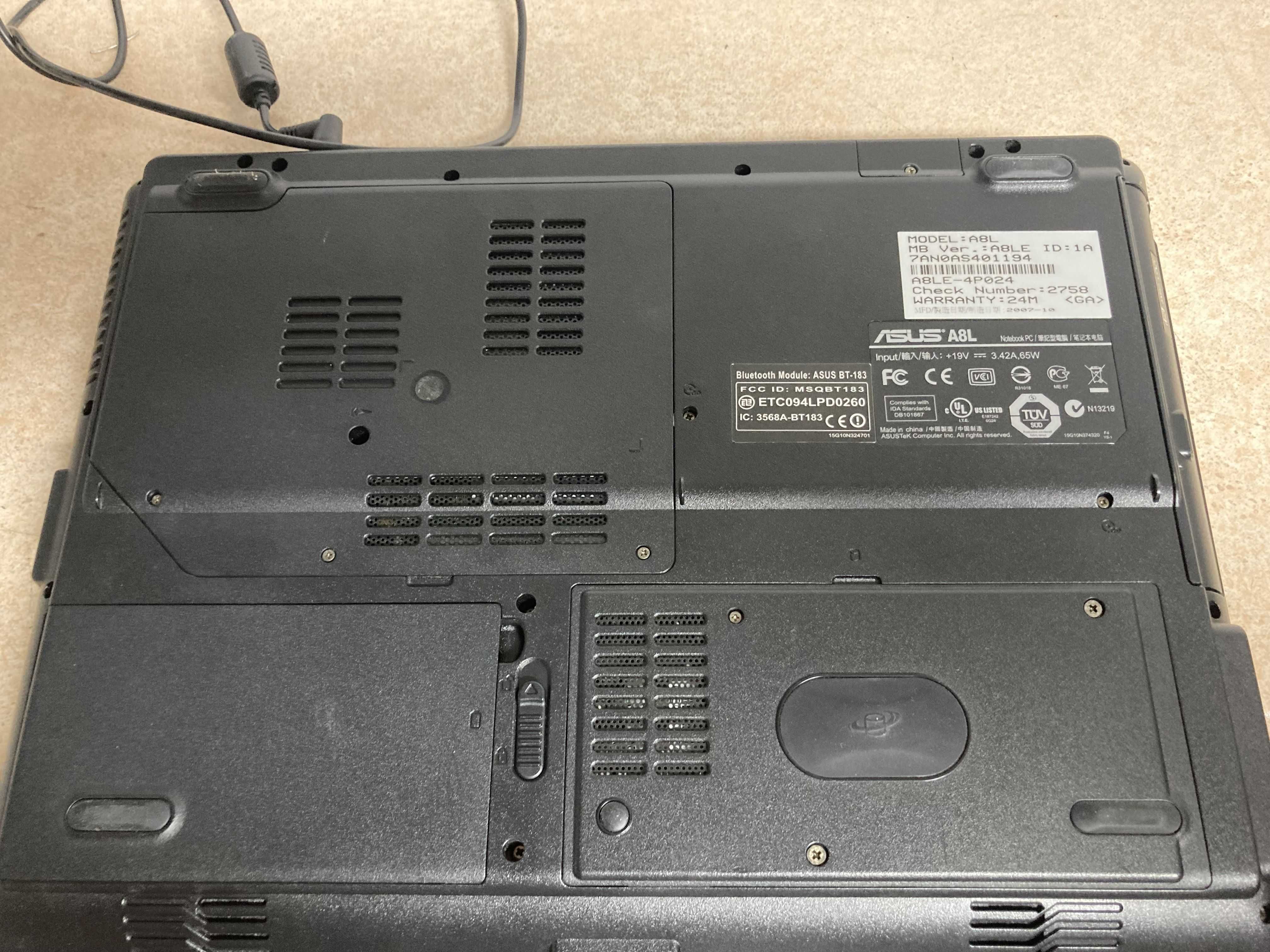 Notebook ASUS A8L Intel 1,86GHz kompletny