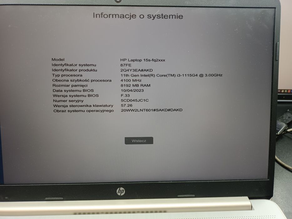 Laptop Hp15s i3-1115g4 8/256ssd win11 Komis Madej Sc