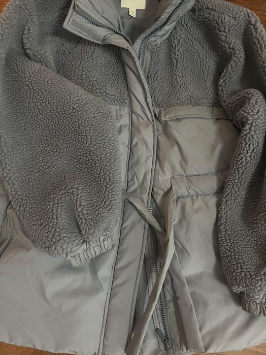 Куртка удлиненая серо голубая