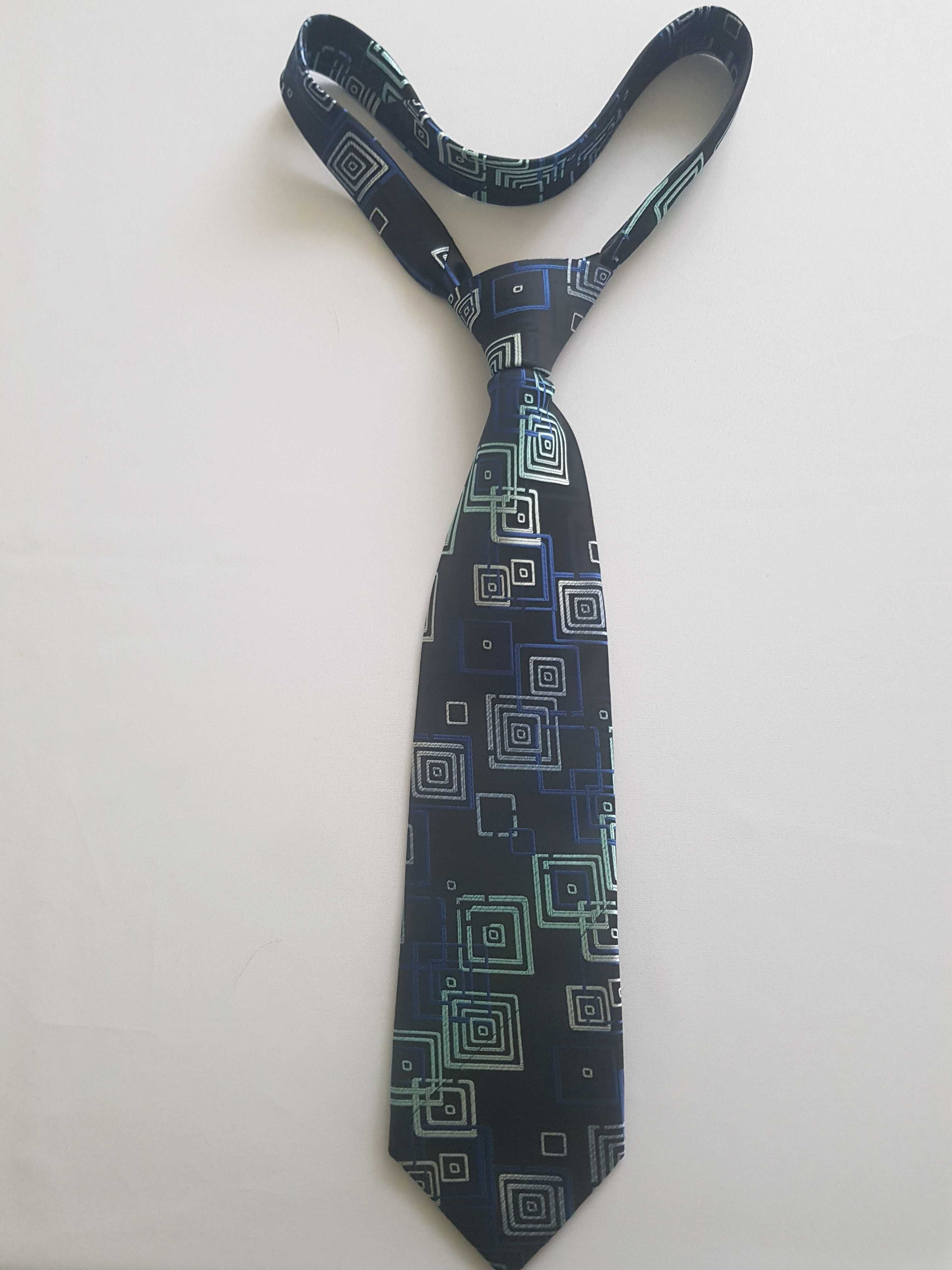 Granatowy , niebieski krawat
