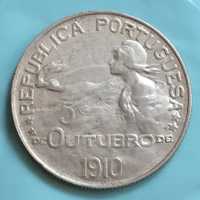 moeda 1 Escudo 5 Outubro 1910 - prata - implantação da República