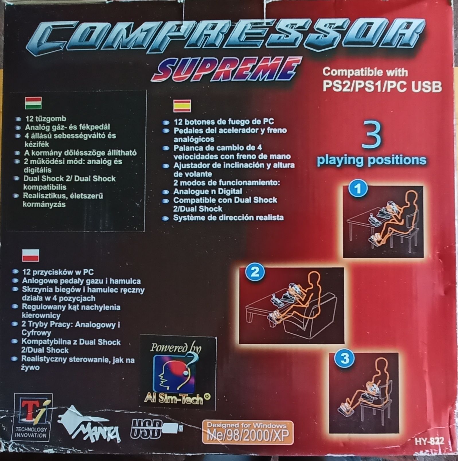 Kierownica do gier - kompatybilna z PC/PS1/PS2 na USB