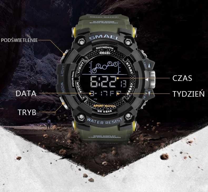 Wojskowy zegarek męski | Cyfrowy | Wodoodporny | Survival |  HIT!