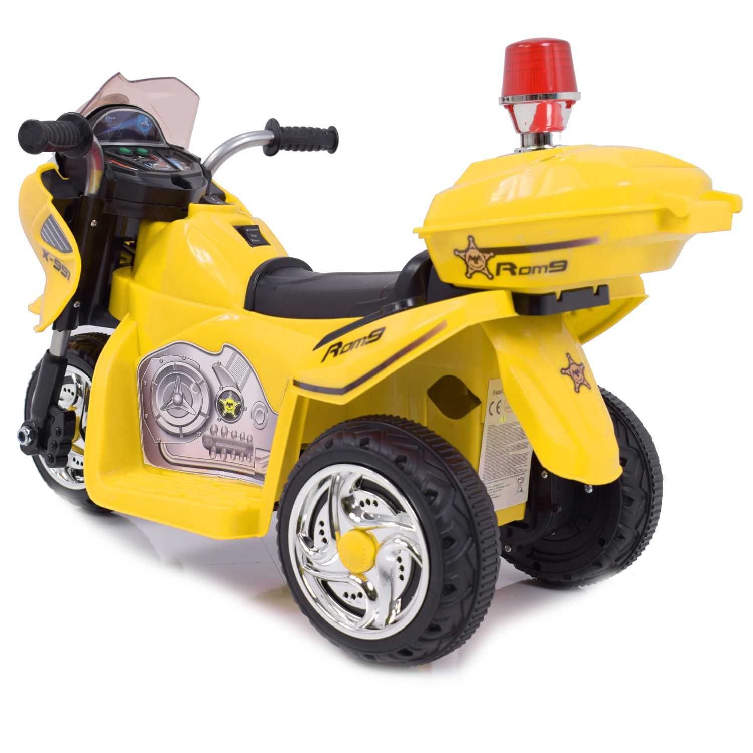 Motor MOTOREK POLICYJNY Z KOGUTEM na akumulator trójkołowy dla dzieci