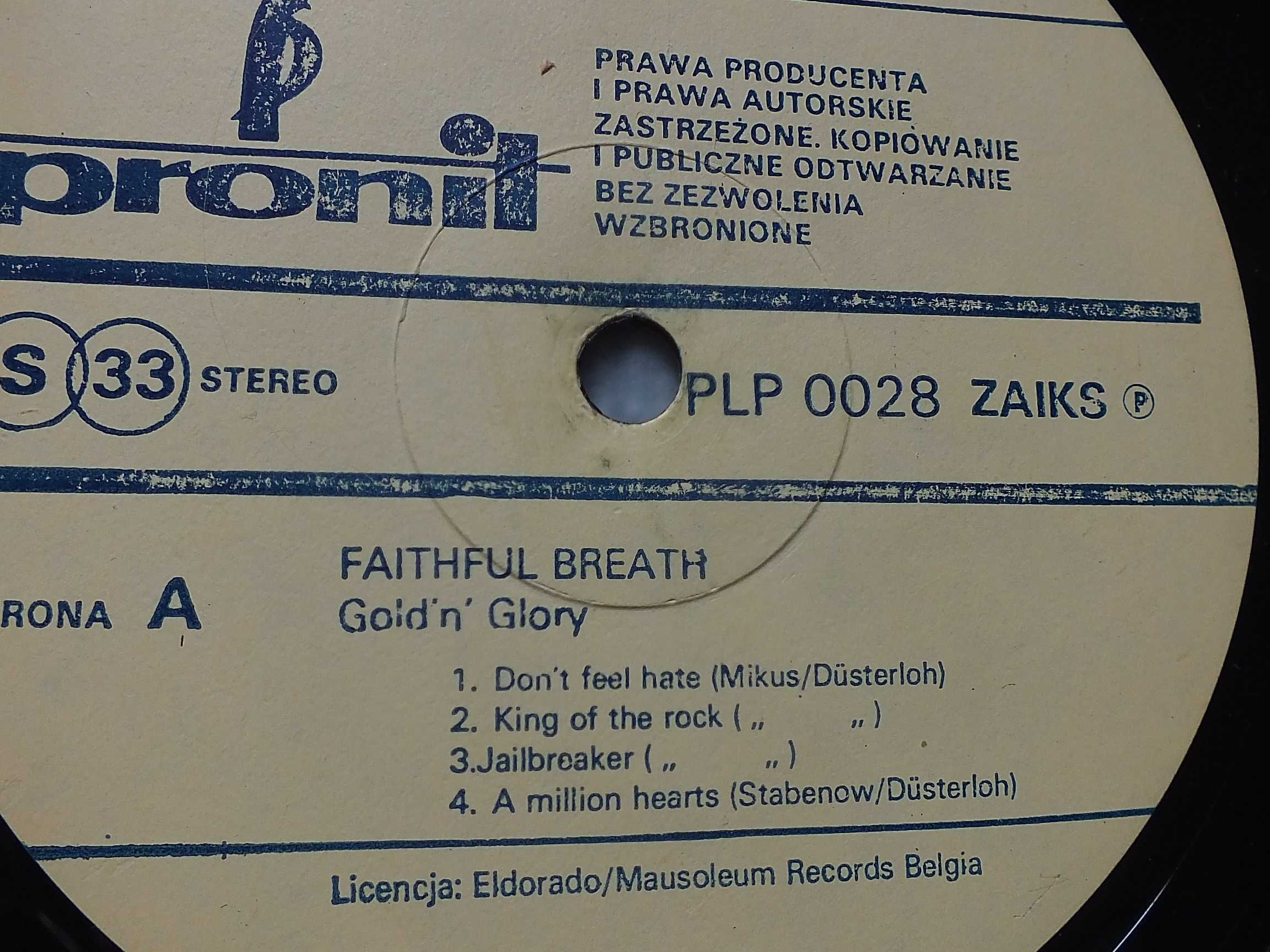 Płyta winylowa LP, FAITHFUL BREATH - GOLD'N'GLORY 1984r. winyl METAL