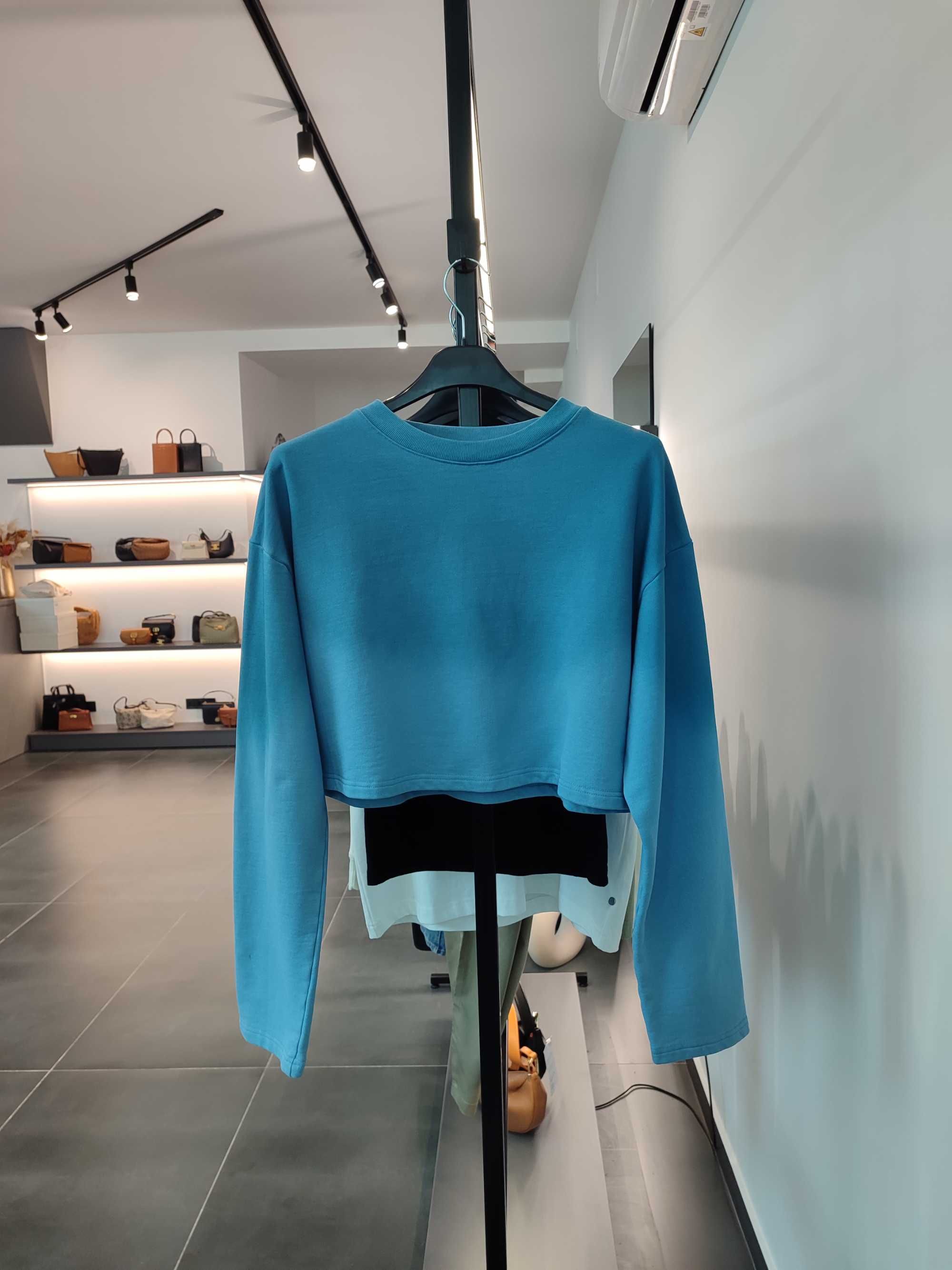 Світшот Acne Studios Sprayed Cropped Cotton Sweatshirt Aqua Blue