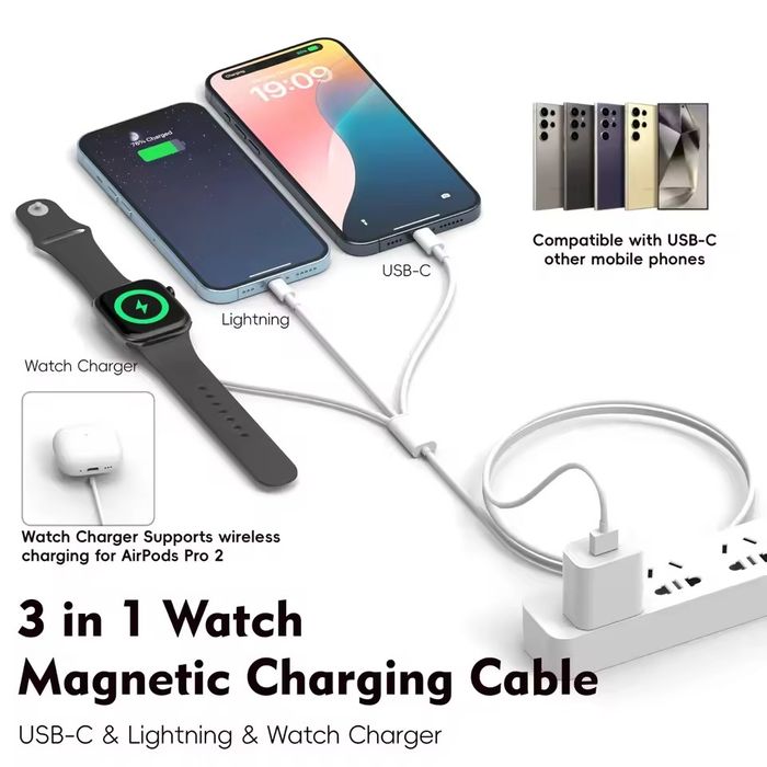 Ładowarka 3 W 1 do IPhone / Apple Watch 3/4/5/6/7/8/9/SE/ULTRA