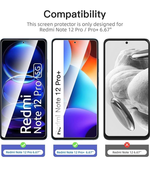NEW'C 3 sztuki Szkło dla Xiaomi Redmi Note 12 Pro, 12 Pro+ 5G