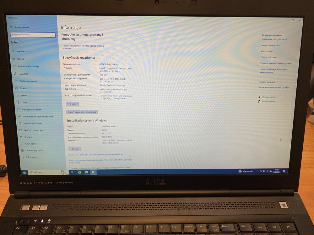 Laptop Dell Precision M6700 17” i7 16GB 512GB SSD