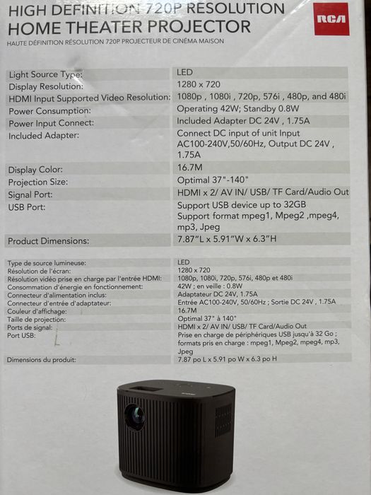 Домашний проектор RCA RPJ181 с поддержкой 720P HD