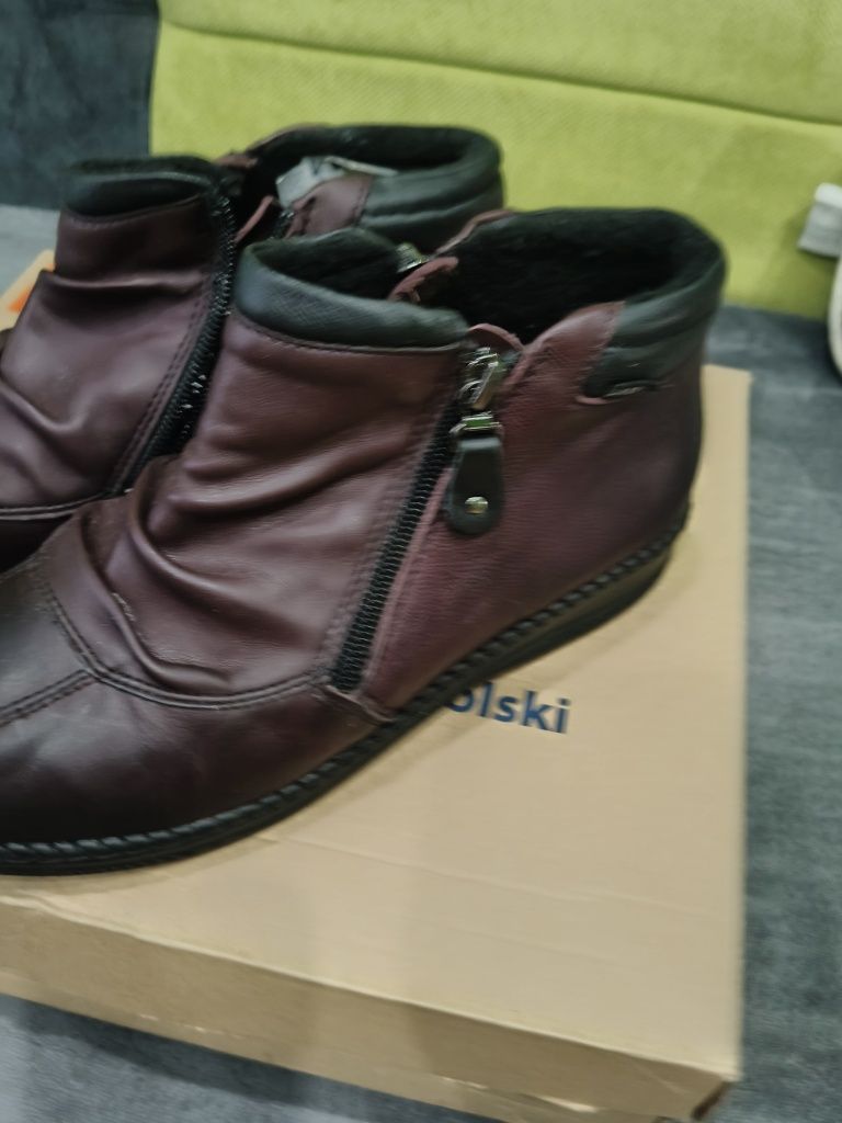Buty damskie Botki jesień ,zima, ortopedyczne ze skóry na stopy proble