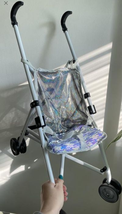 Візочок для ляльки з металевим каркасом, іграшкова коляска