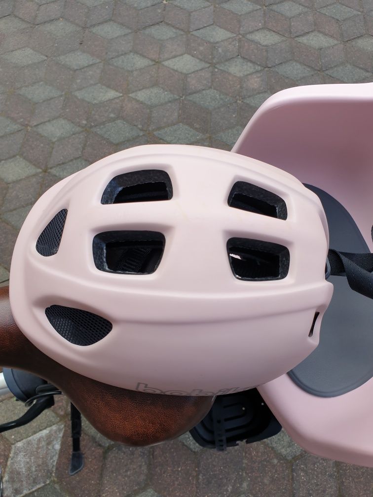 Fotelik rowerowy i kask rowerowy BOBIKE GO pink