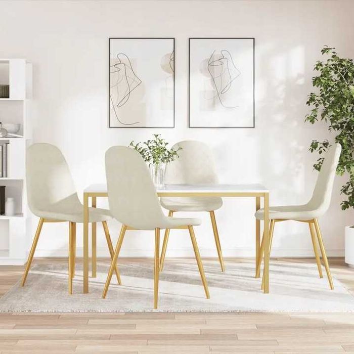 KRZESŁA komplet 4szt. biały zamsz złote nogi GLAMOUR duży wybór OUTLET