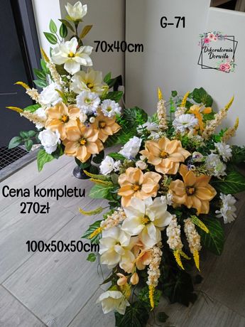 komplet nagrobny dekoracje kwiatowe betonowane wiązanka bukiet  wysyłk