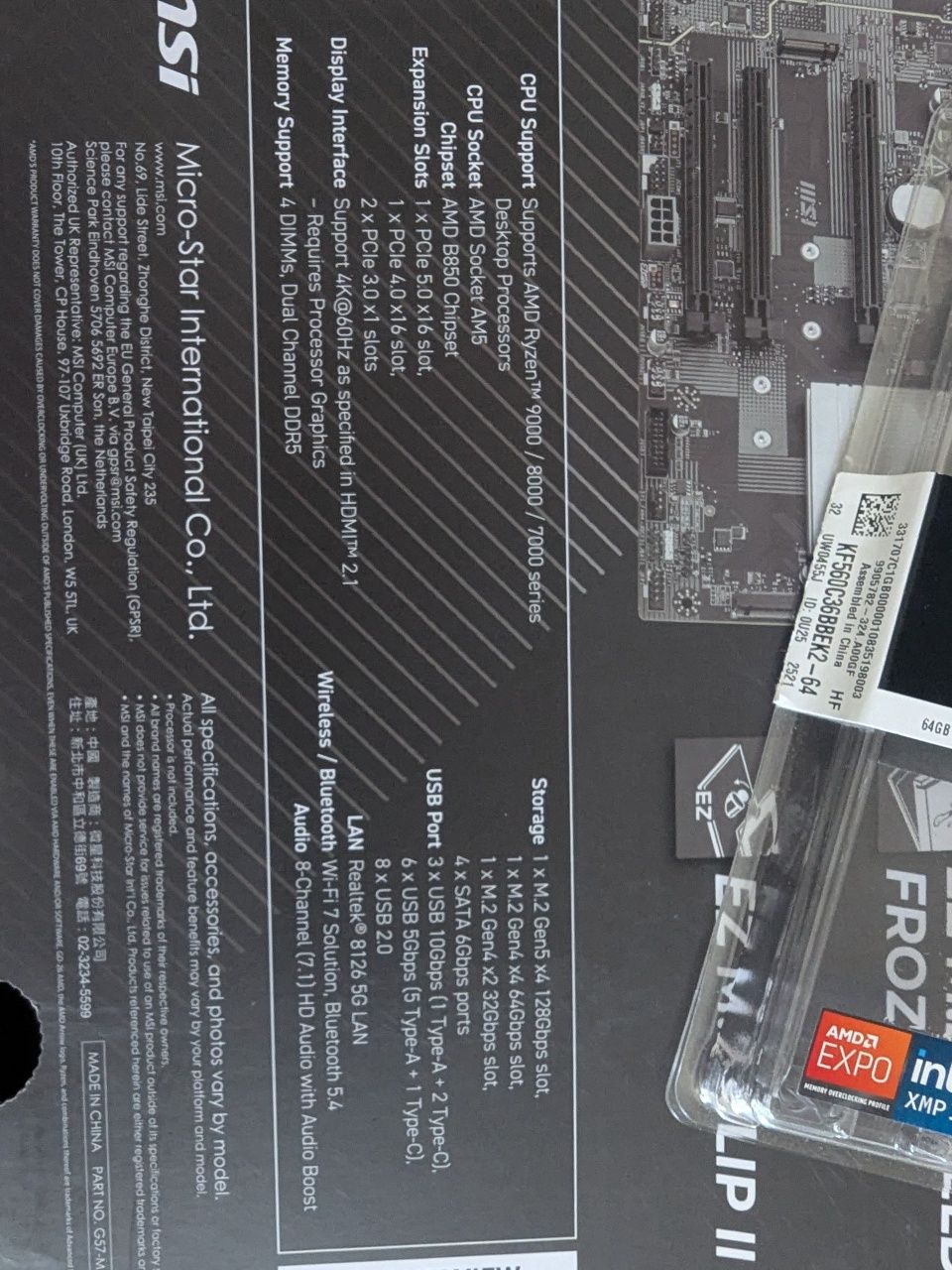 Combo CPU ryzen, motherboard, e 64Gb ddr5