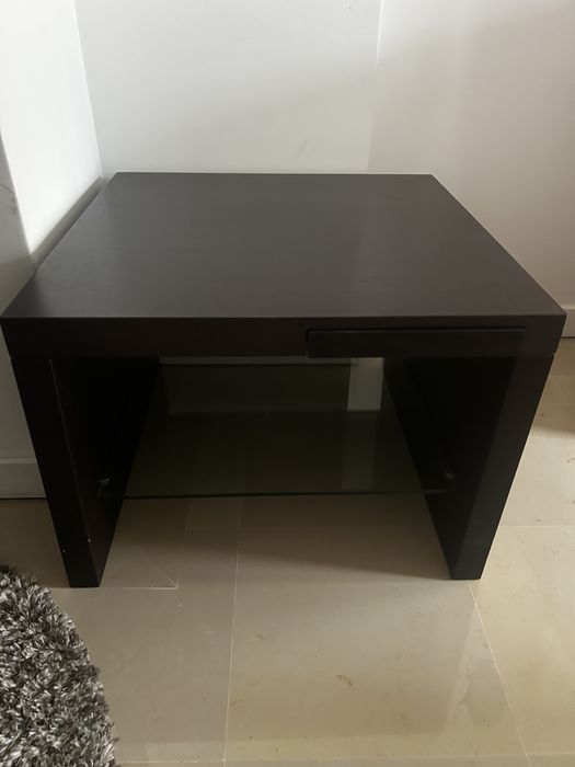 Mesa de centro de sala em madeira Wengué escura