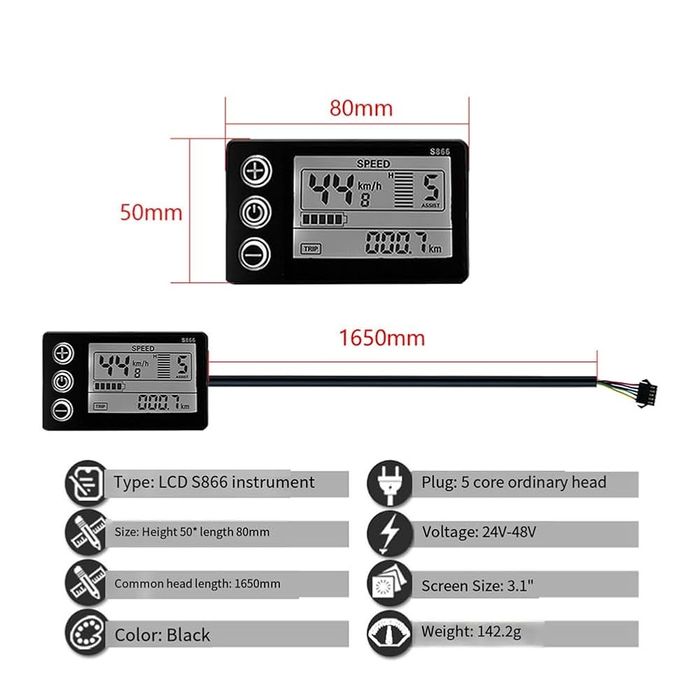 Синусний контролер з диссплеєм 40А 1500/2000W 36/48/52V