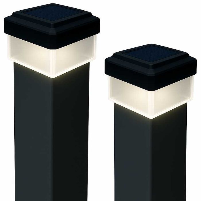 2 szt LAMPA SOLARNA 80x80 na słupek OGRODZENIOWY LAMPKA LED daszek