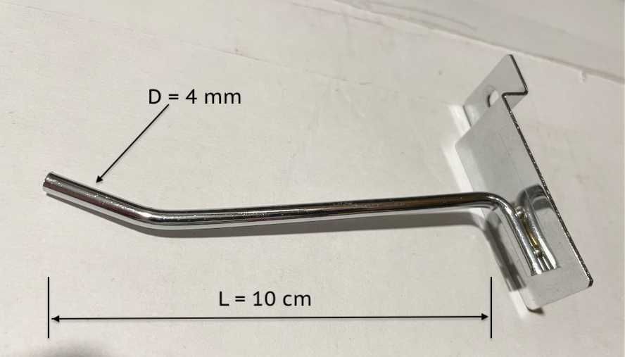 Гачок до експопанелі , хром ,  d=4mm / d=6 mm , довжина 10 см