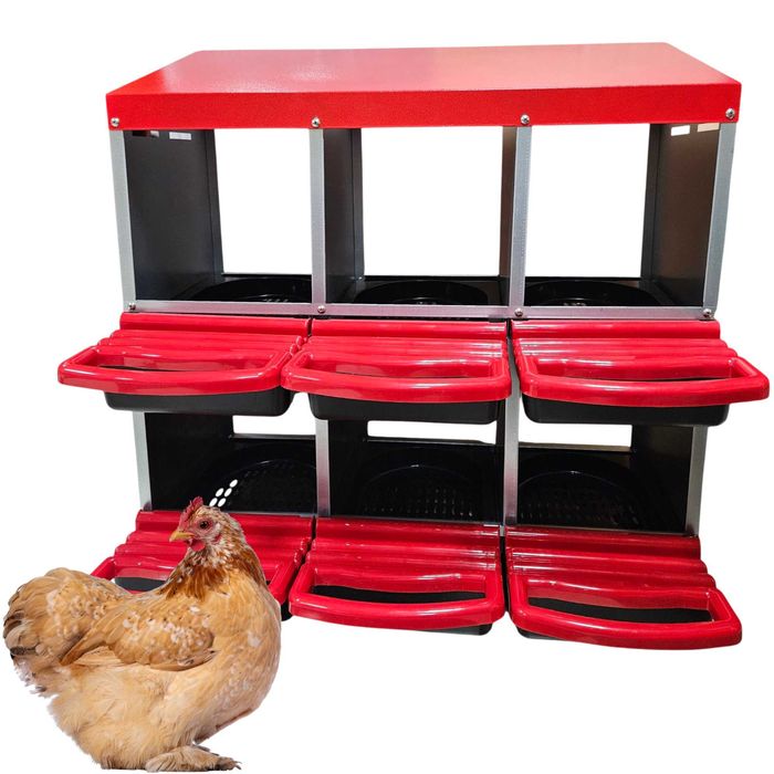 Gniazdo dla kur niosek z koszem na jaja 2 poziomy 6 stanowisk
