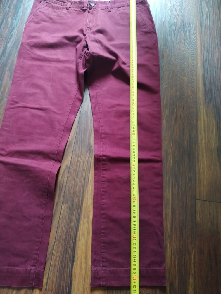 Spodnie chino HAMPTON CHINOS bordowe 33/32