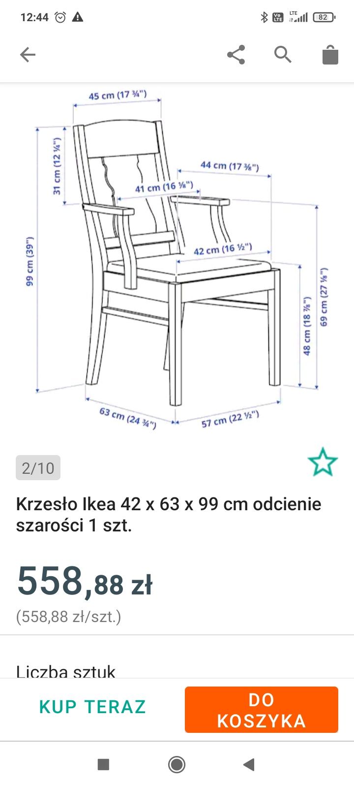 Nowy stół Ikea plus 4 krzesła