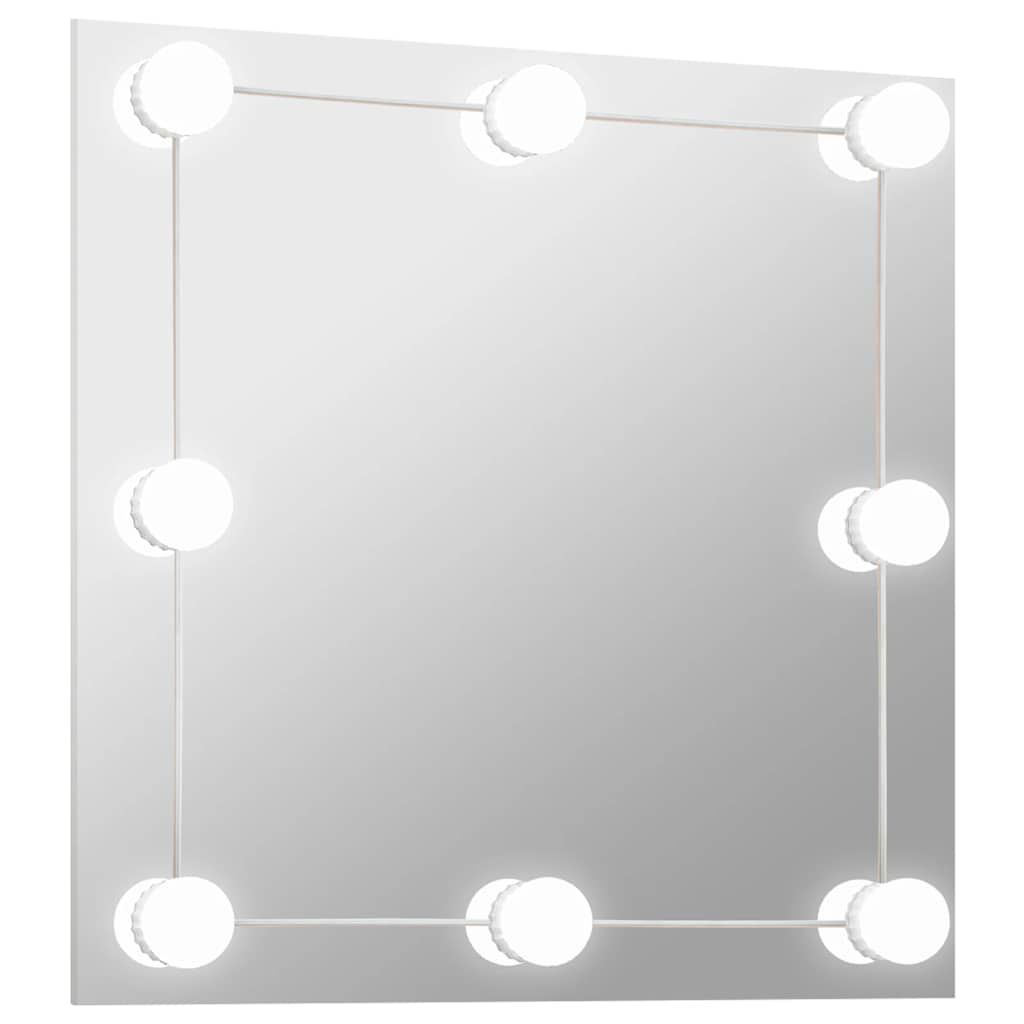 Vidaxl Lustro Ścienne Z Lampkami Led, Kwadratowe, Szklane