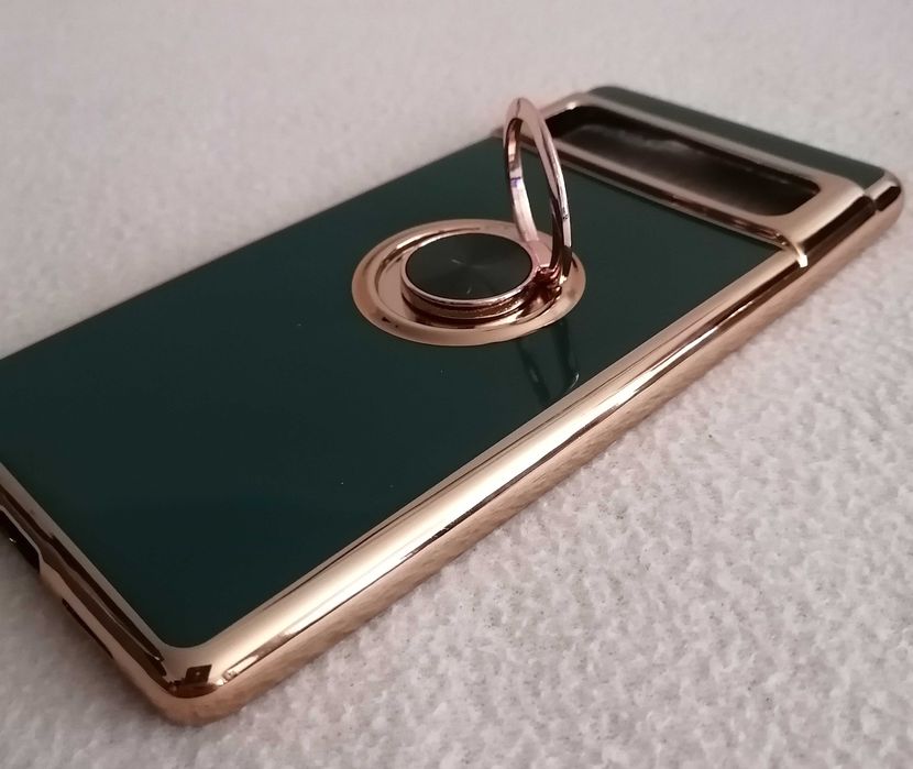 Plecki etui do Google Pixel 6 zielono złote + ring