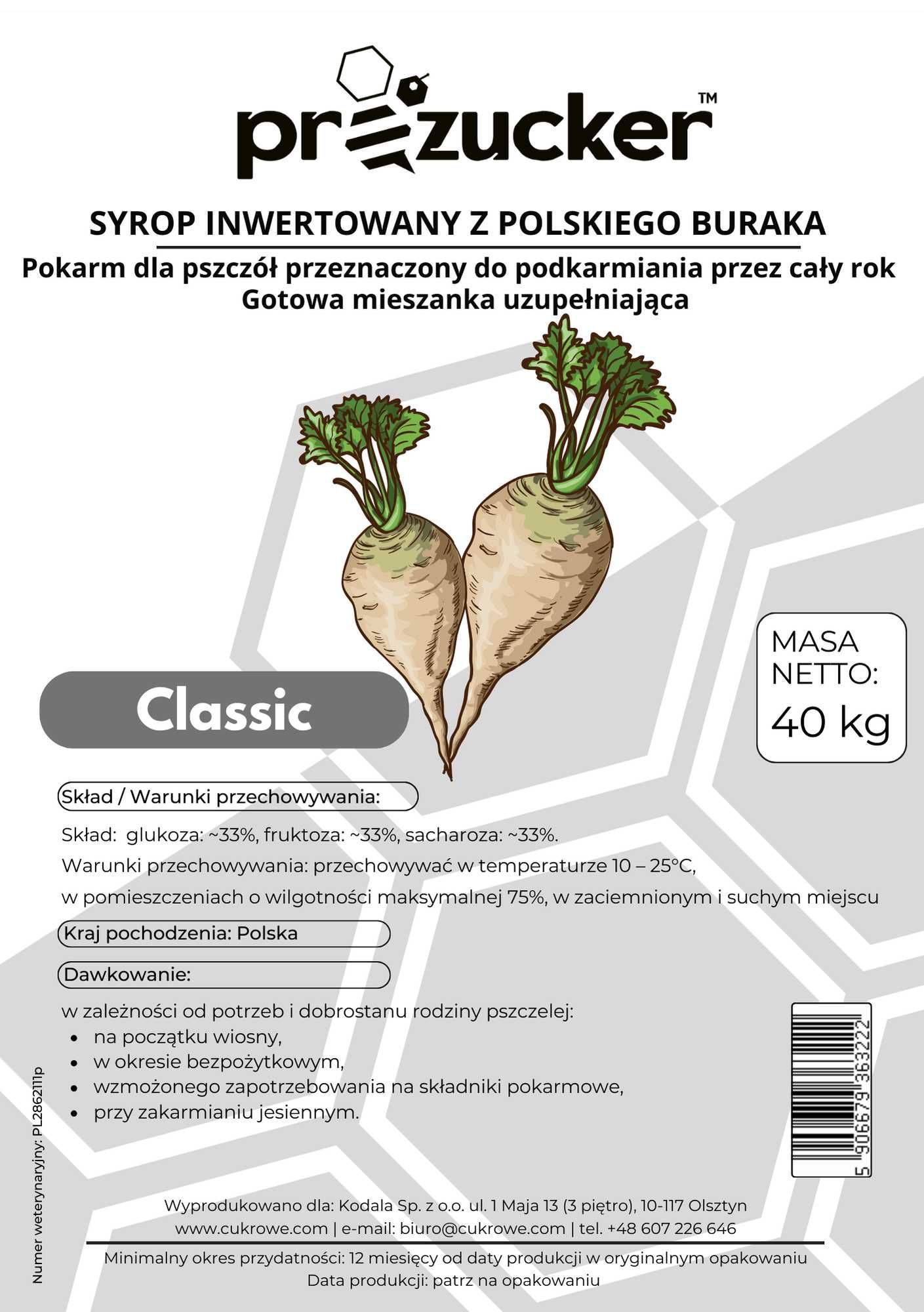Syrop INWERT pokarm dla pszczół pasza POLSKI CUKIER | cukrowe.com