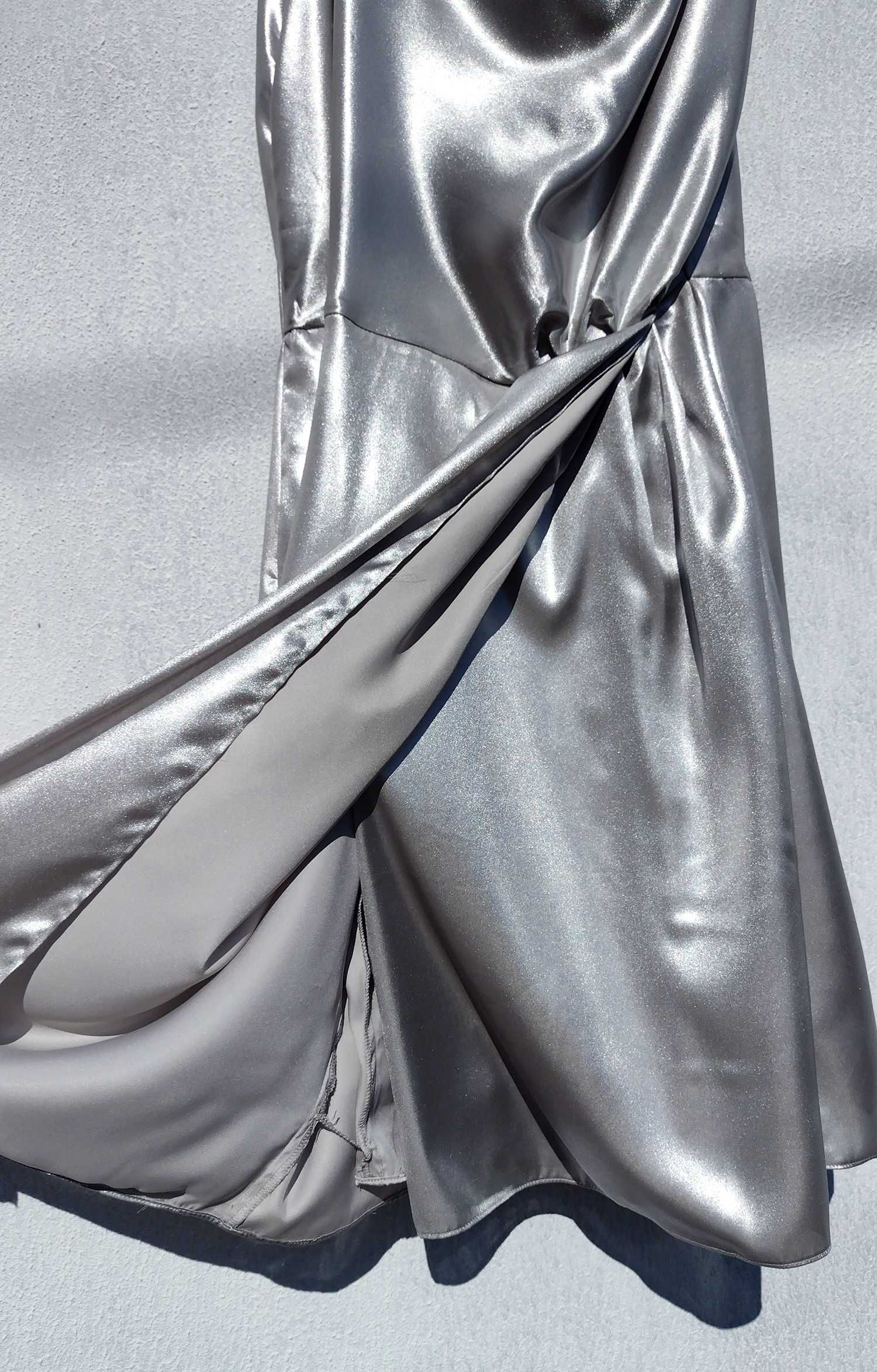 Новое элегантное серебристое коктейльное платье H&M L XL
