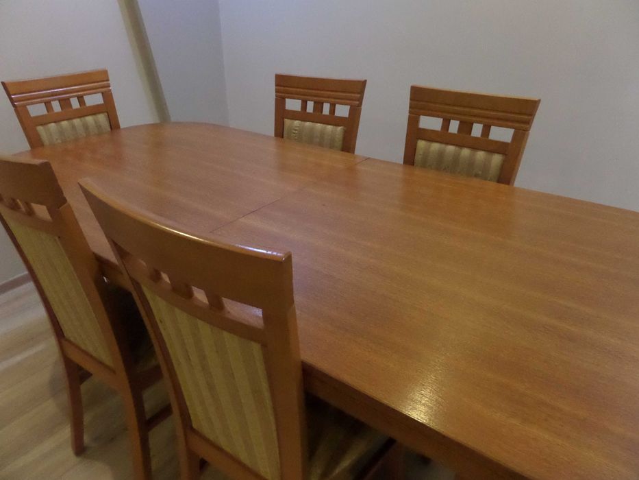 śliczny masywny dębowy stół + 6 krzeseł stan bdb wysyłka dowóz