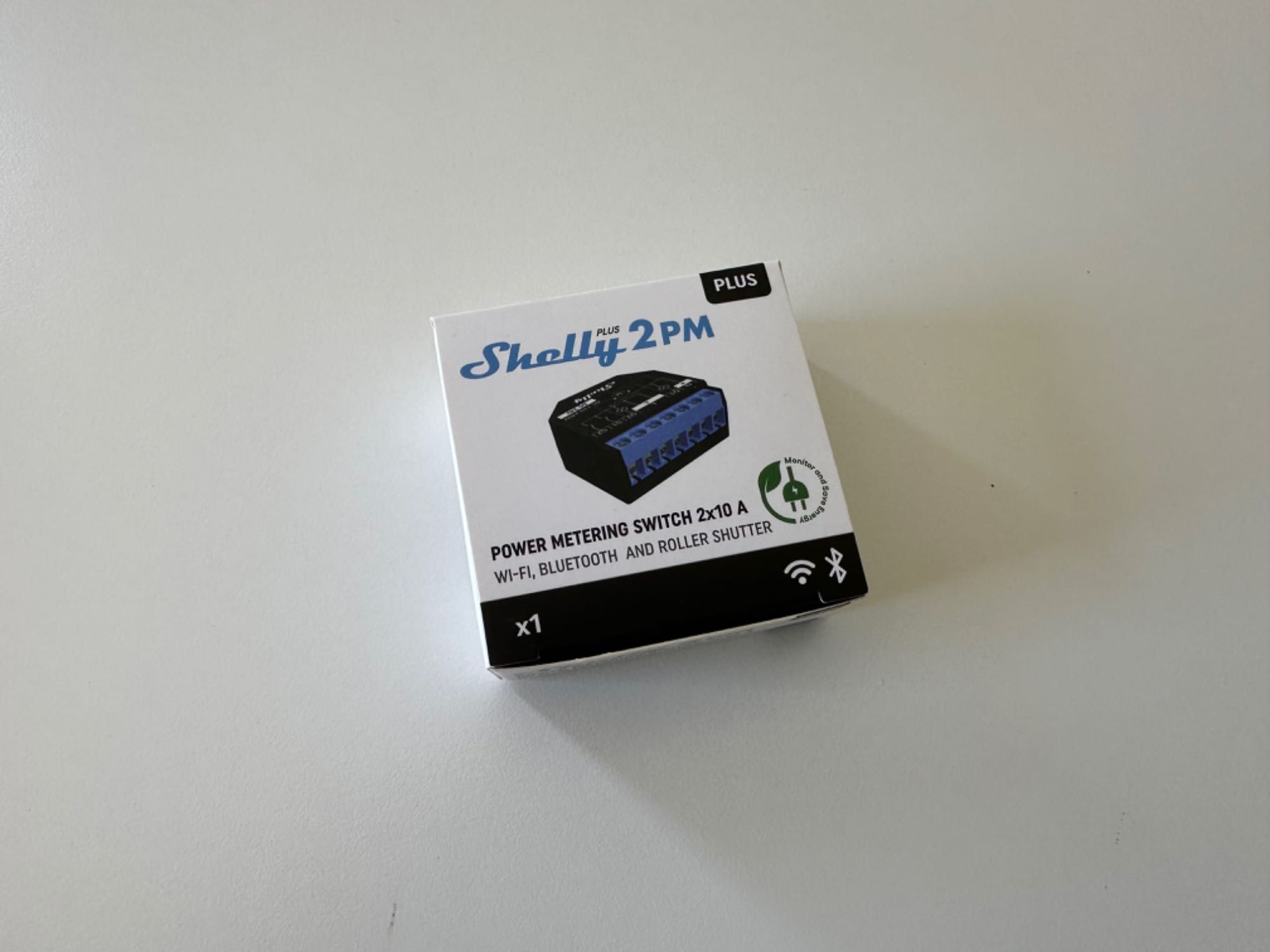 Shelly Plus 2PM Interruptor Duplo com Controlo Estores Novo Caixa